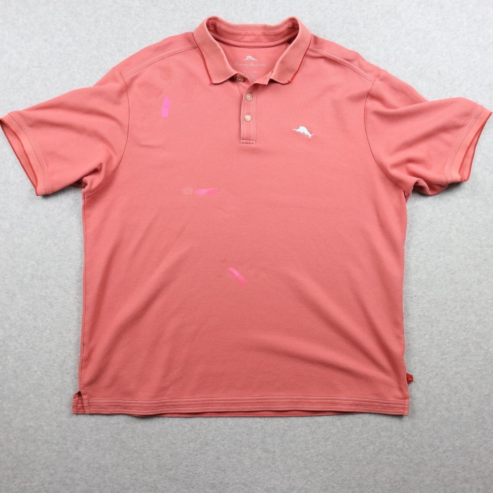 Tommy Bahama Polo Shirt Mens XL Golf Resort Casual Logo Coral Pink Short Sleeve